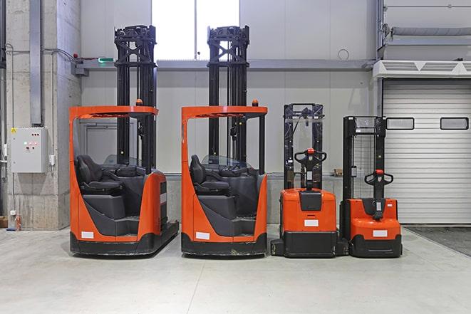 warehouse forklifts moving inventory